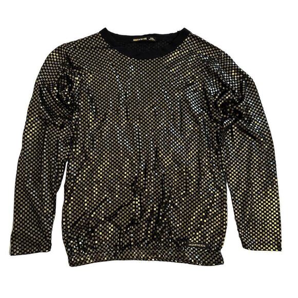NWOT Finger In The Nose Gold Checkers Long Sleeve Top Girls 10-11 - Picture 1 of 6